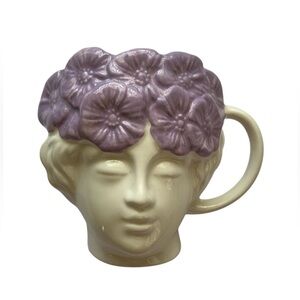 Floral Head Planter Mug - White and Purple
